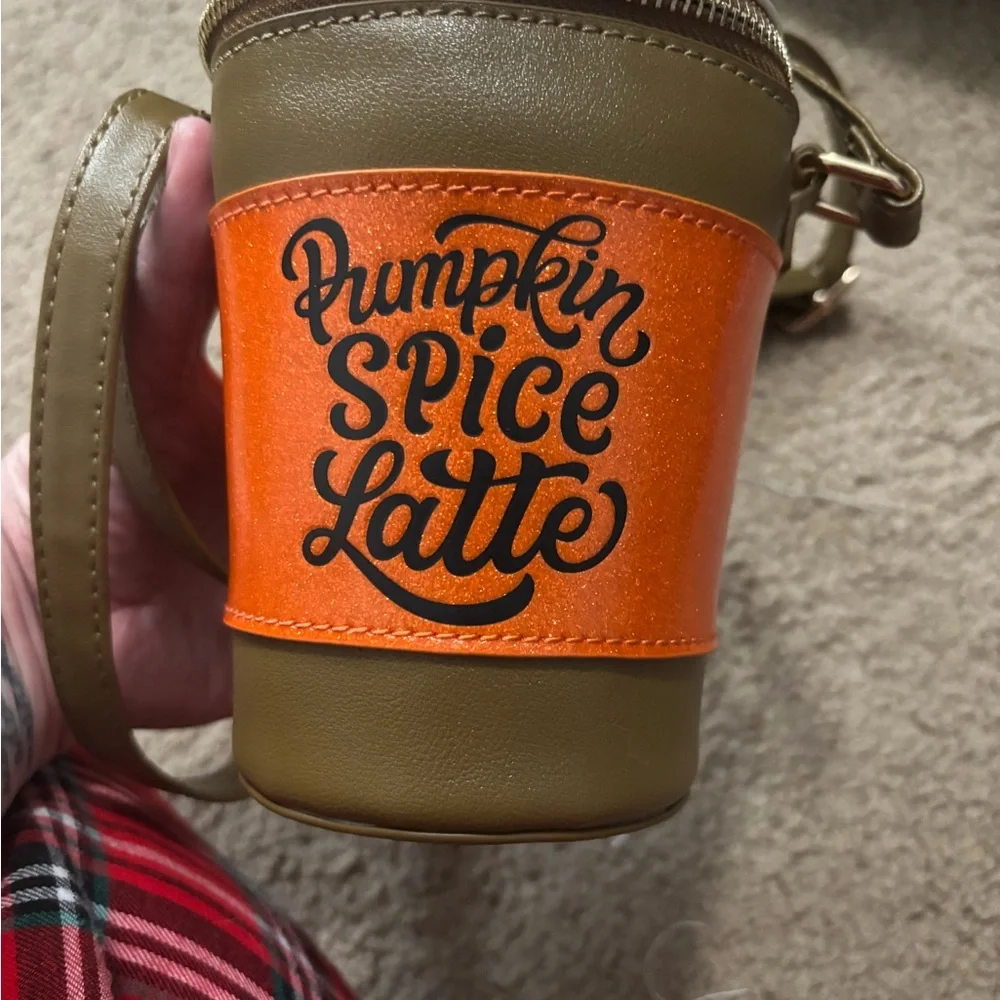 Betsey Johnson Olive, Orange & White Pumpkin Spice Latte Cup Crossbody - Picture 3 of 4